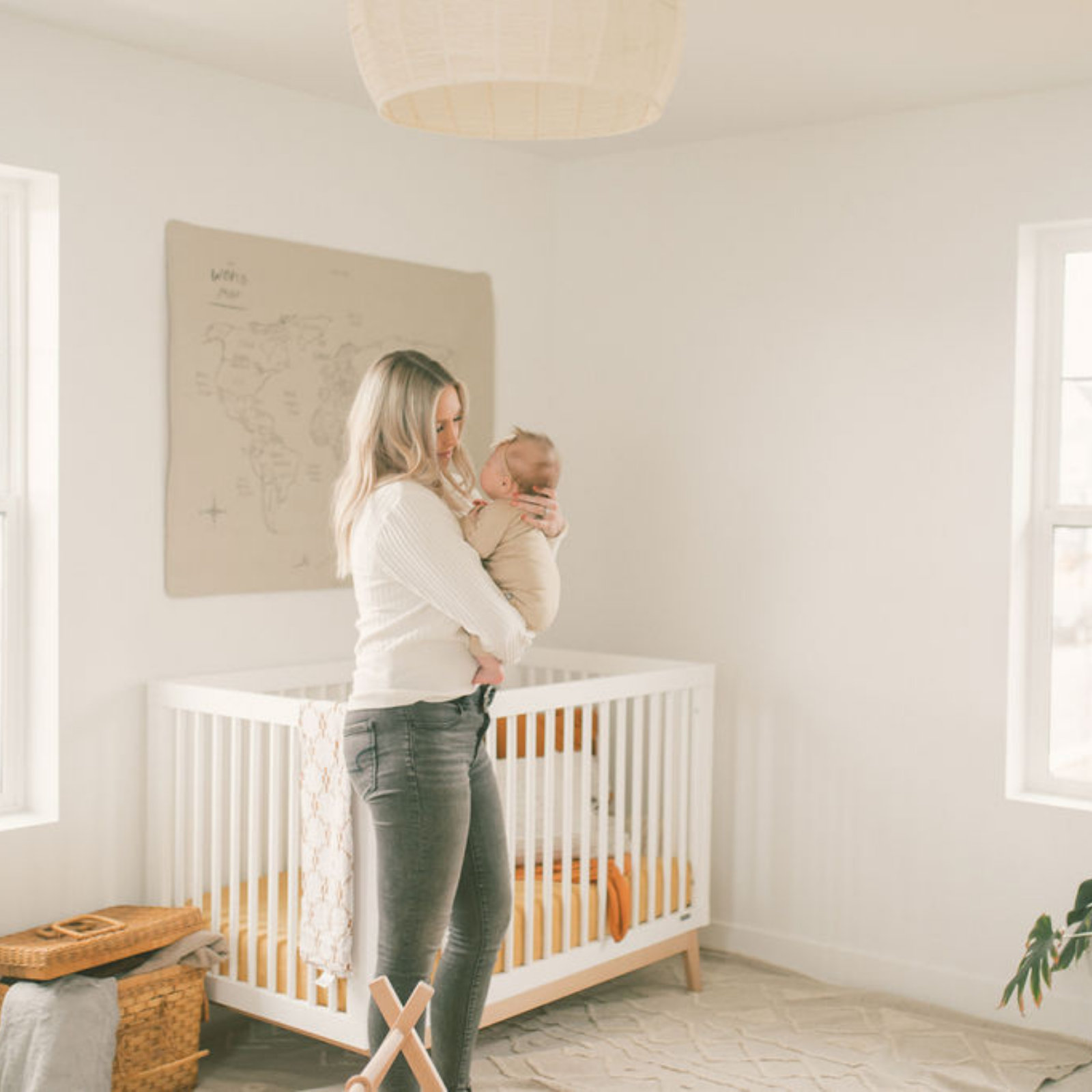 GreenGuard Certified 3-in-1 Convertible Crib, White/Natural