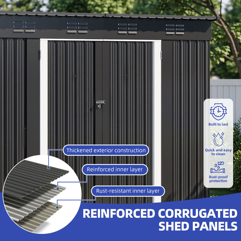 Edrosie Inc 8.5x3.5 ft Storage Shed with Window