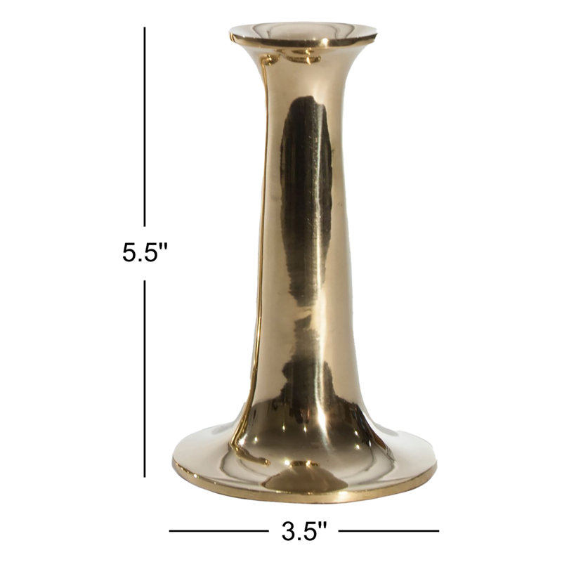 Bougeoir de table en aluminium, Laiton, H 5,5 po x l 3,5 po x P 3,5 po