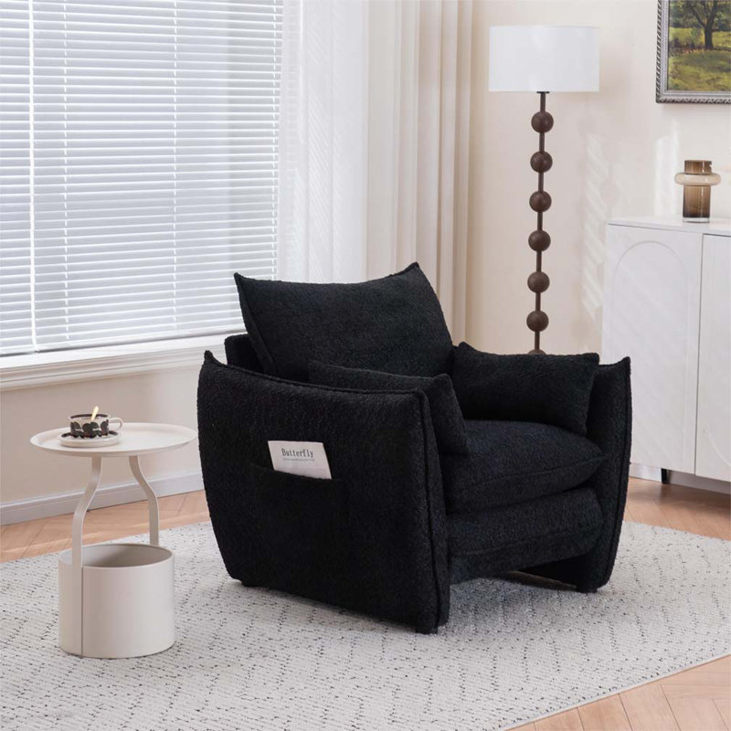 Chaise rembourrée en chenille, Noir