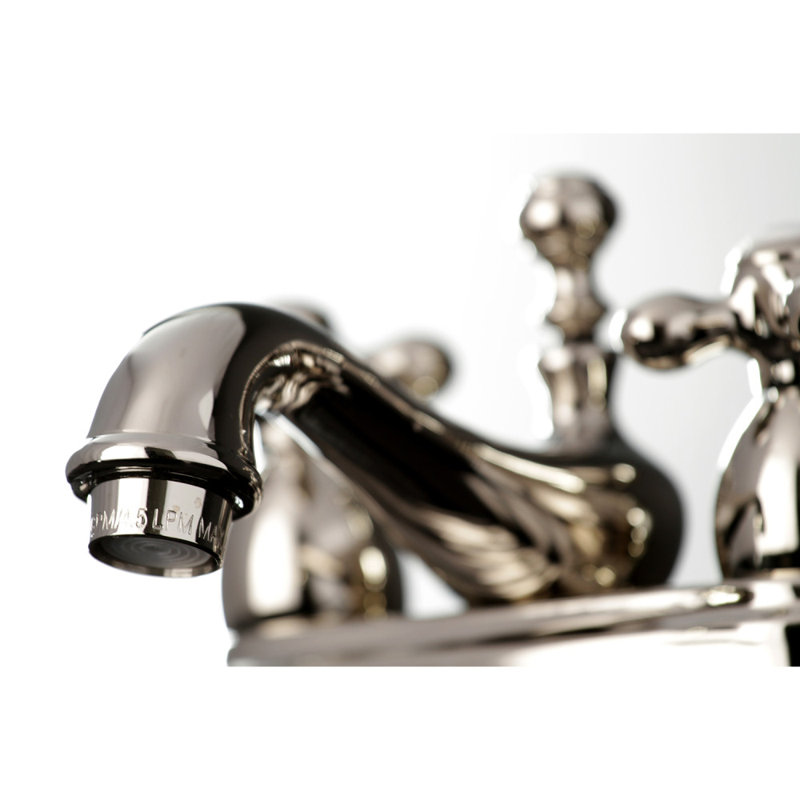 Kingston Brass Restoration Two-Handle 3-Hole Deck Mount 4" Centerset Bathroom Faucet with Brass Pop-Up, Polished Nickel