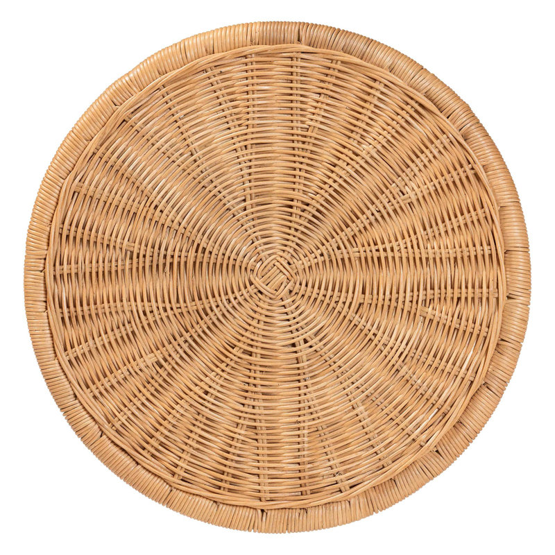 Table de bout ronde en rotin naturel - Table d'appoint en forme de tambour en osier tissé à la main pour le salon ou la véranda, miel clair