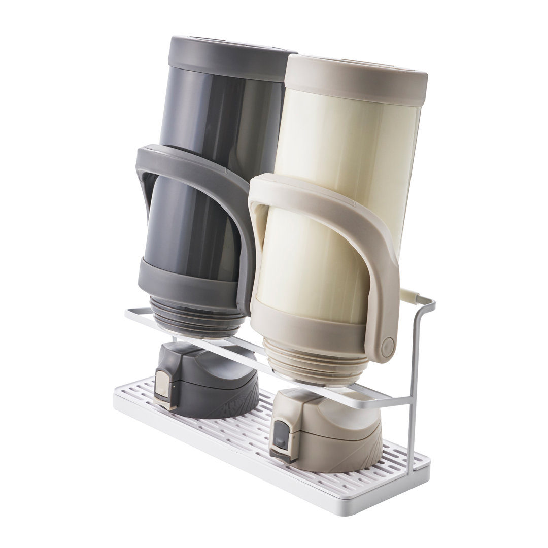 Tower Yamazaki Home Countertop Two Tier Bottle Drying Rack, Wide Storage Stand With Drainage Tray, Steel Yamazaki Home 