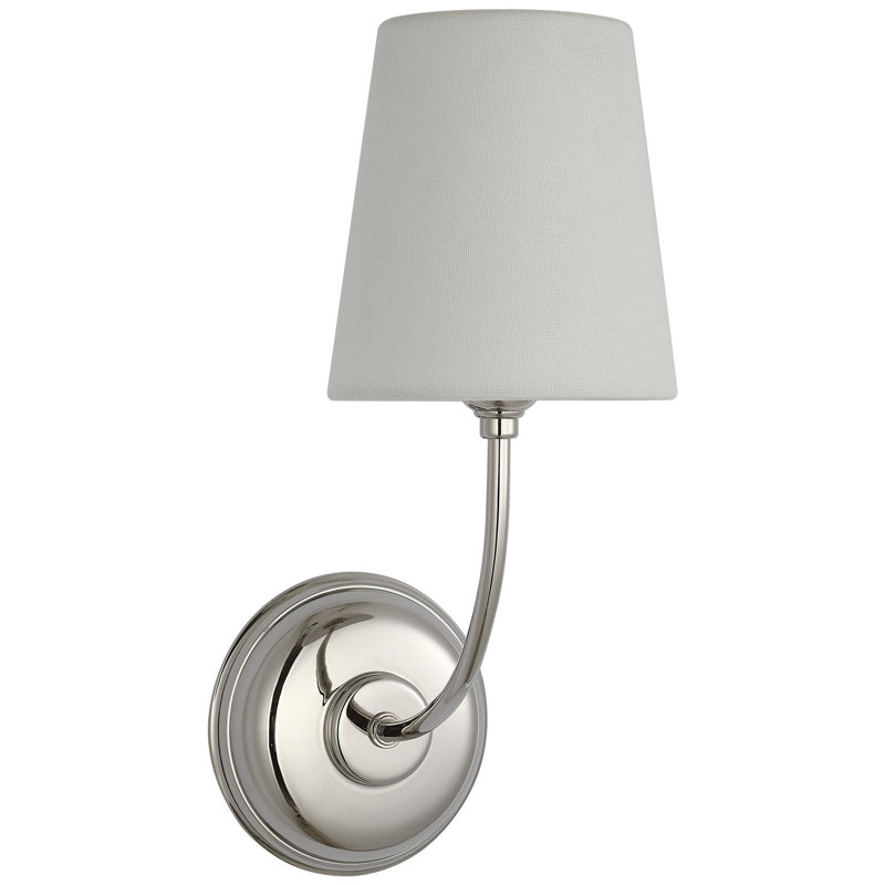 Thomas O'Brien Vendome 16" Cordless Single Sconce with Linen Shade, Polished Nickel
