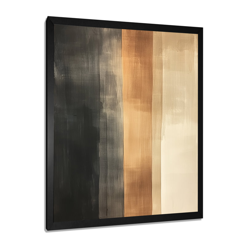 Toile de formes modernes, formes modernes douces beiges, art mural abstrait beige, H 20 po x l 12 po, Cadre photo noir