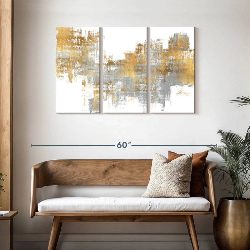 Avery Dynamic Gold On Grey I, 28" H x 45" W