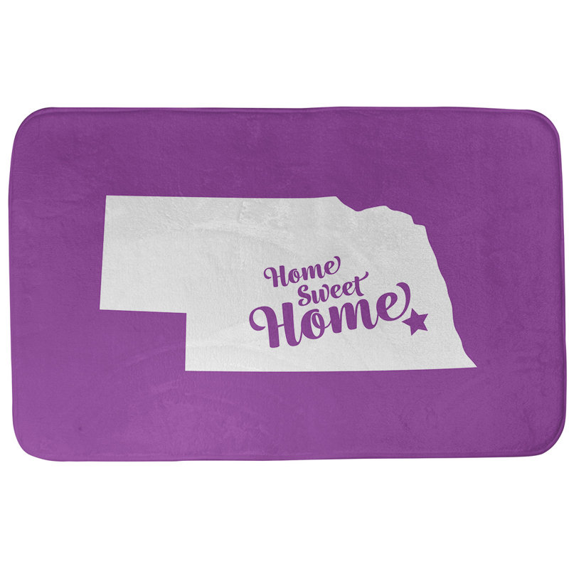 Tapis rectangulaire antidérapant pour salle de bain, L 17 po x L 21 po, Sarcelle, Home Sweet Nebraska