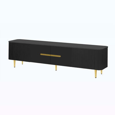 Modern Entertainment Center Media Console Table with 4 Spacious Cabinets