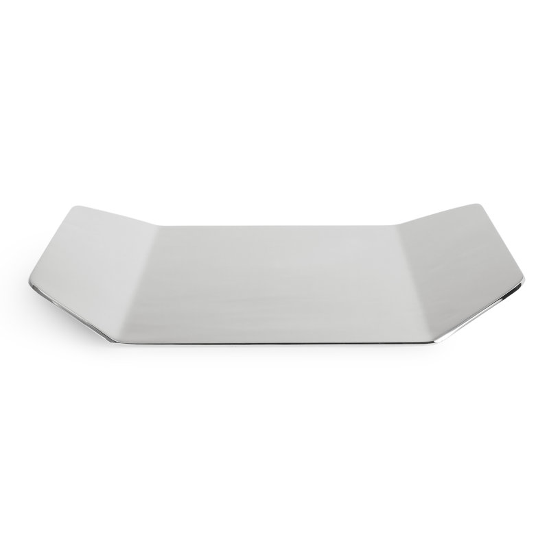 Twofold Stainless Steel Decorative Tray, Stainless, 1" H x 14" W x 9" D