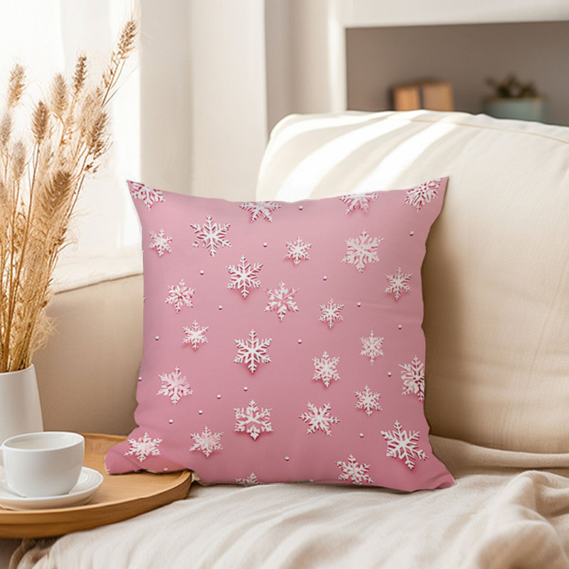 Pink Snowflakes Snow Modern, 16"H x 16" W