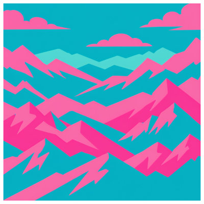 Pink Blue Mountains Quilted Bedspread All Sizes