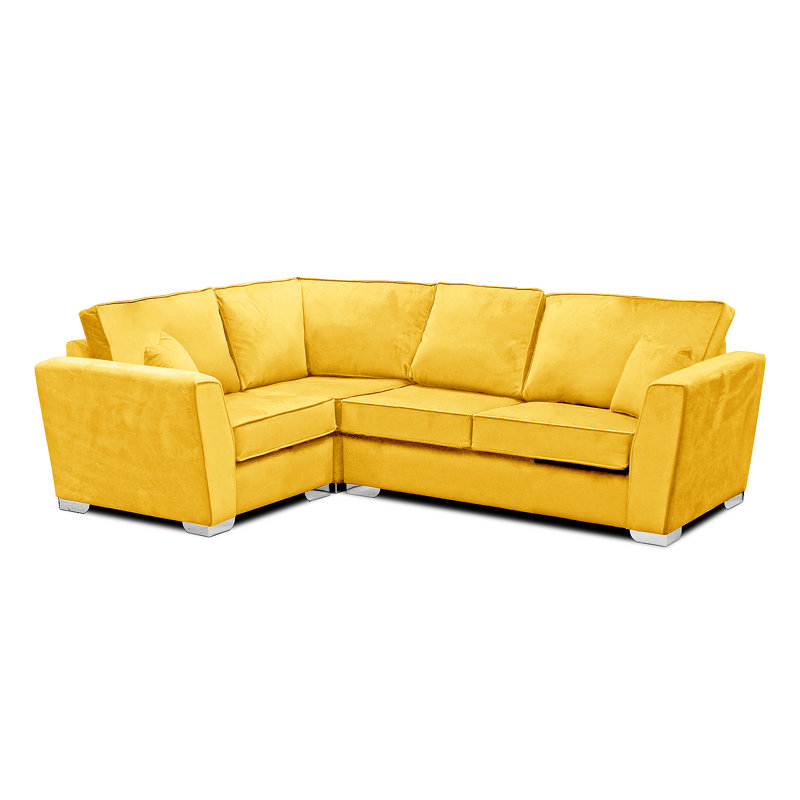 Quade 4 Seater Velvet Corner Sofa , Left Hand Facing, Lemon