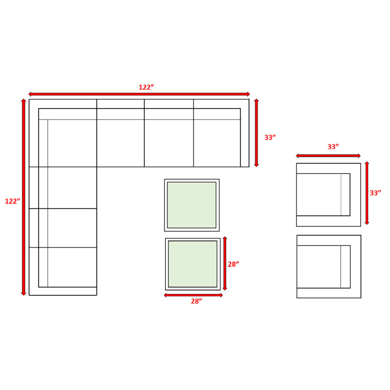 Ensemble de conversation modulaire avec coussins 7 pièces Minnesota