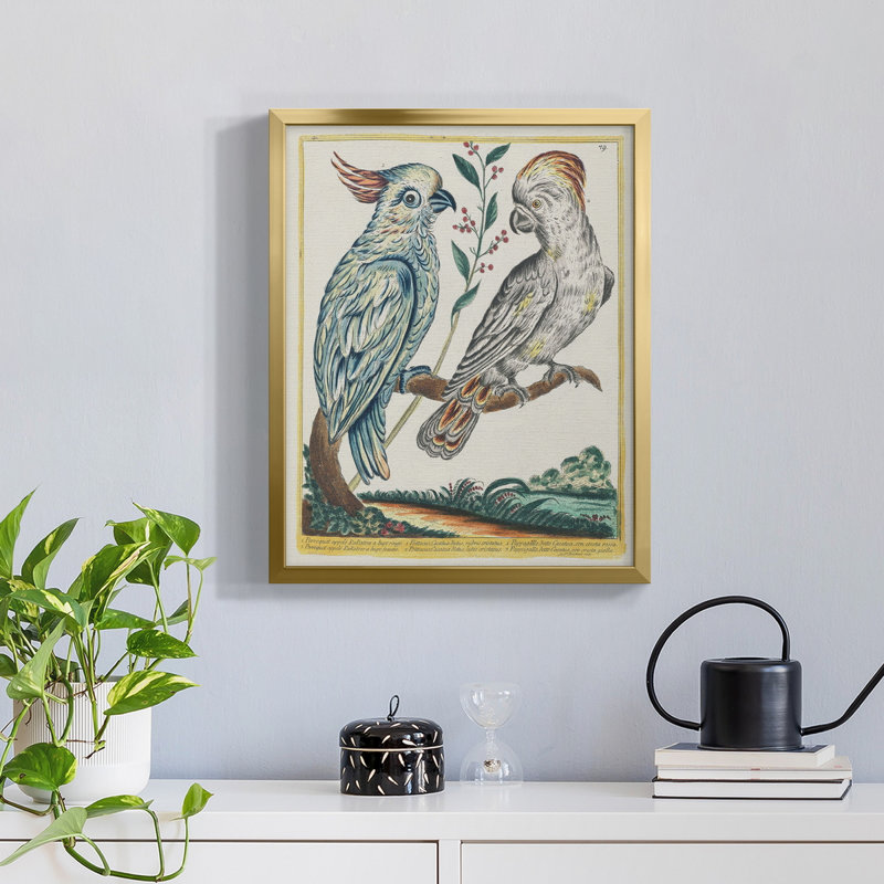 " Pastel Birds I " Painting Print, Gold Framed Canvas, 19" H x 16" W x 1.5'' D