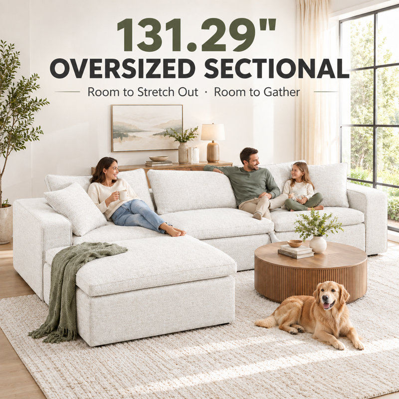  Canapé modulaire rembourré en L de 4 pièces rembourré 4 pièces, Mélange de polyester blanc