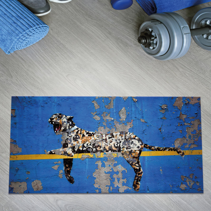 Floral Blue and Cream Non Woven Soft Type Printed Rug Ideal for Enhancing Any Living Space, Rectangle 3'3" x 4'11"
