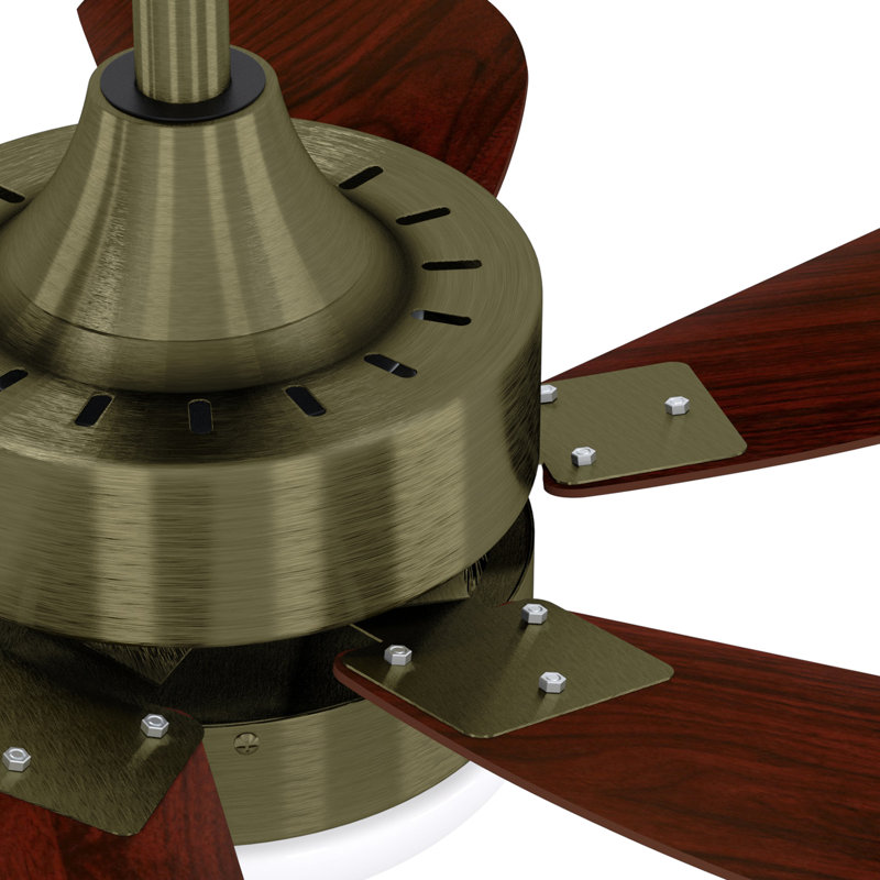 Alisha-Ann 75cm Ceiling Fan with Light Kit, Green with Walnut Blades