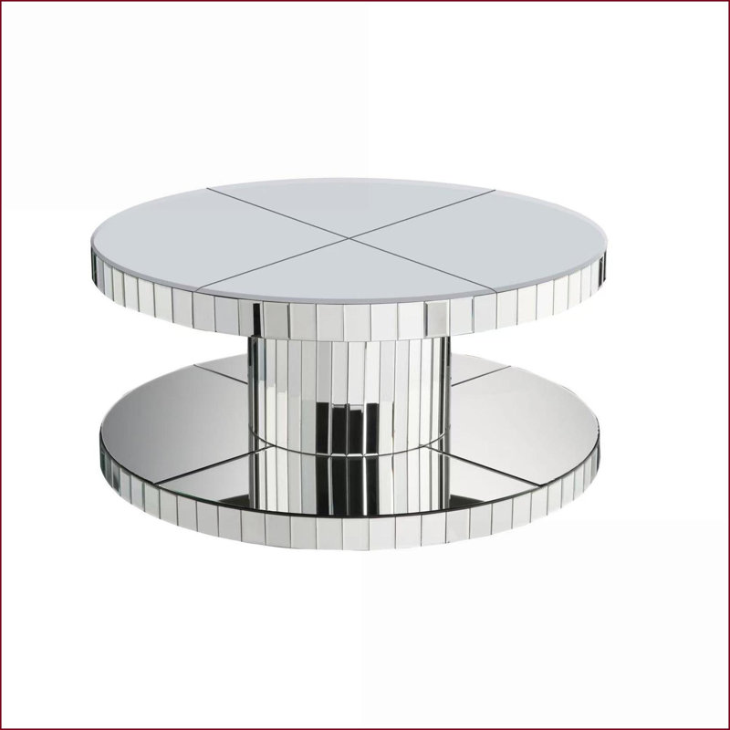 Table basse ronde de luxe légère avec base en verre cannelé, table de bout à double fonction peu encombrante pour le salon