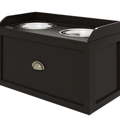 Grande armoire d'alimentation pour chien avec bols surélevés amovibles pour une meilleure digestion du café, 2 bols et tiroir