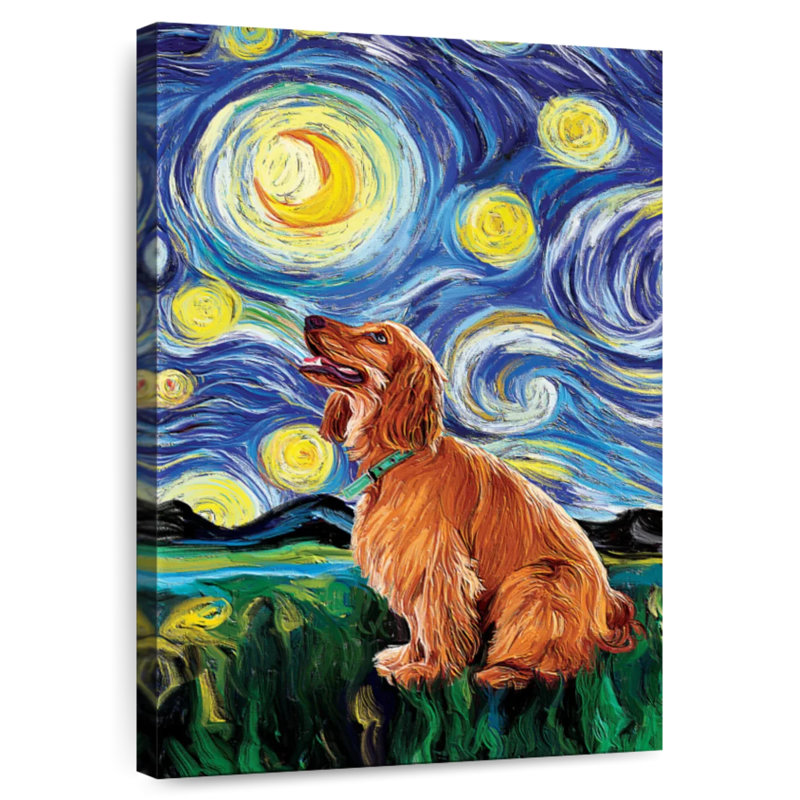 Cocker Spaniel Starry Night, 45" H x 30" W