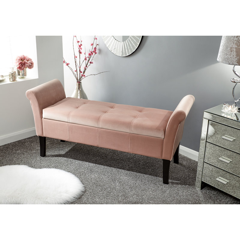 Newtowne Upholstered Storage Bench, Blush Pink