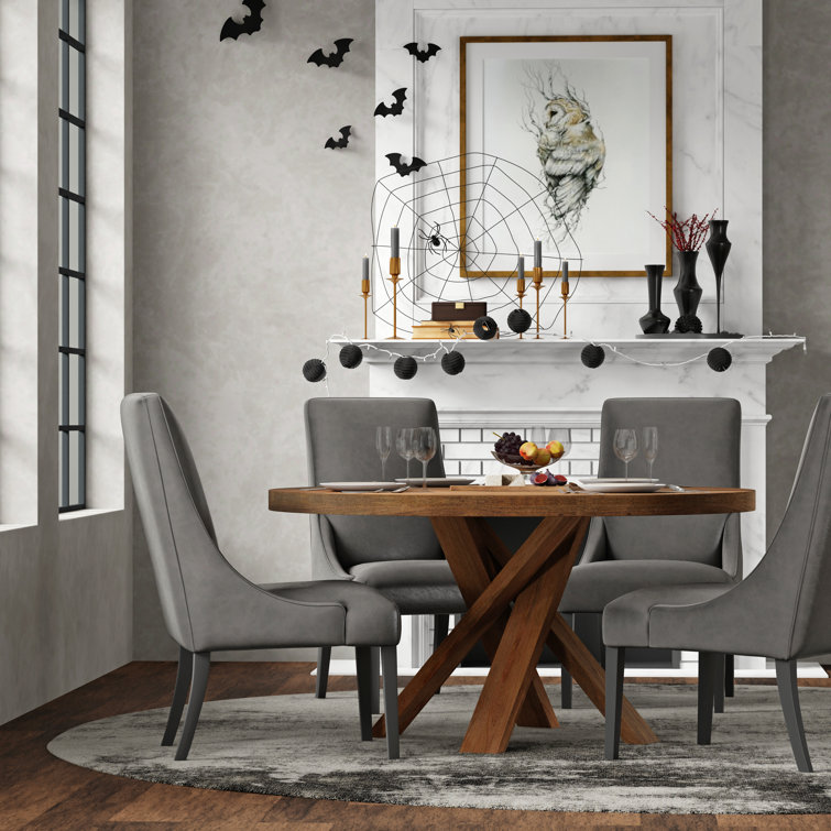 60 In. Round Dining Table With 4 Upholstered Chairs