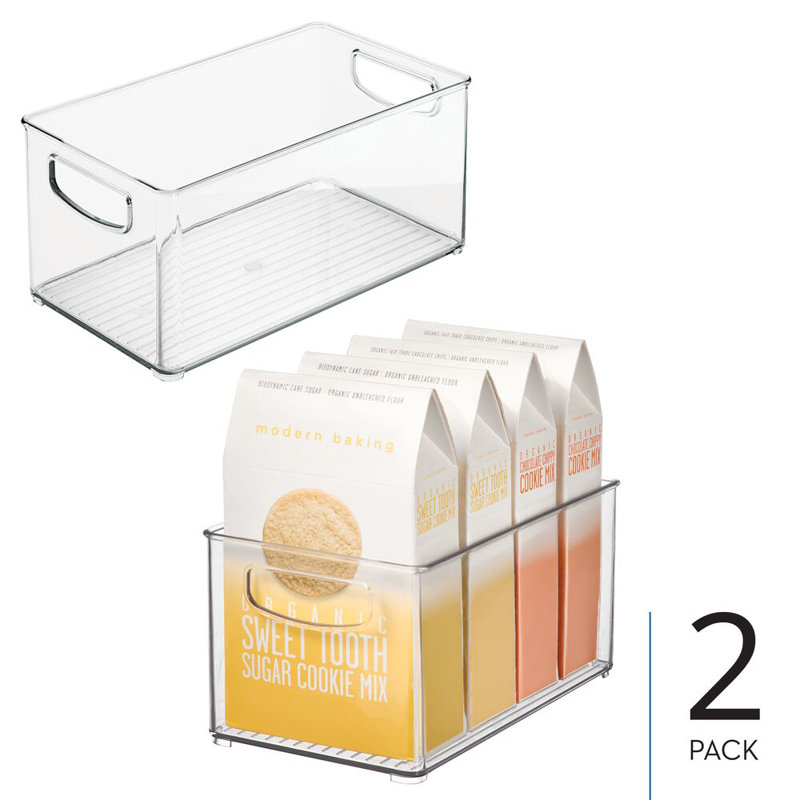 Stackable Pantry Bin with Handles - Storage Bin for Organizing Kitchen Cabinets, Fridge, or Freezer