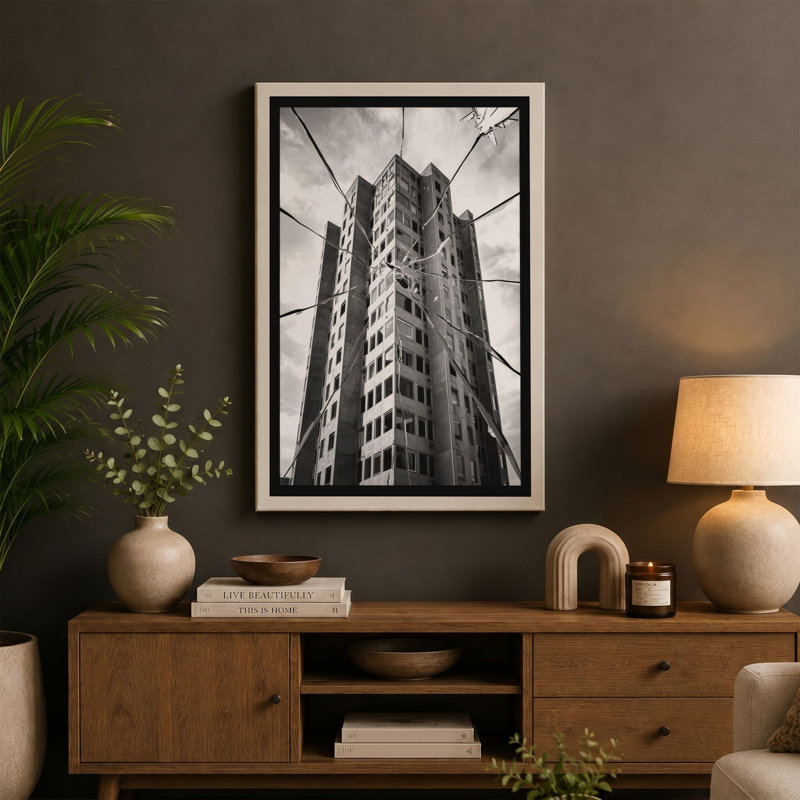 Vertical Lines Industrial - Wrapped Canvas, 18x12 - 45.7 x 30.5 cm, Black Border