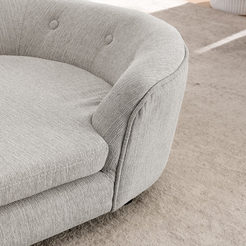 Canapé capitonné ovale pour chiens de taille moyenne / grande, canapé bouclé semi-fermé avec coussin antidérapant, gris clair