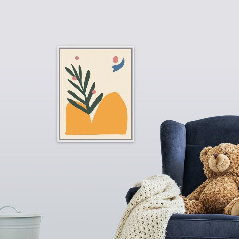 Décoration murale pour enfants chaude palm iii, H 20 po x l 16 po x P 1,2 o, Cadre pour toile flottant blanc