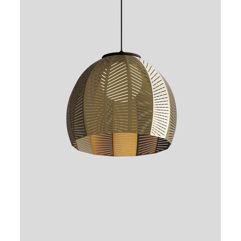 Luminaire suspendu en forme de dôme à 1 lumière Amicus, H 10,25 po x l 12 po x P 12 po, Noyer teint foncé / laiton vieilli