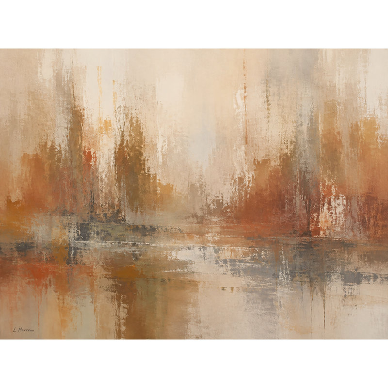 Rouille, beige, paysage abstrait enveloppé Irmelie, L 36 po x H 24 po x P 1,5 po