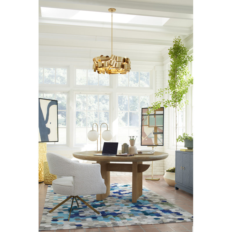 Adara Desk Chairs, Gold, Cream Polyester Blend