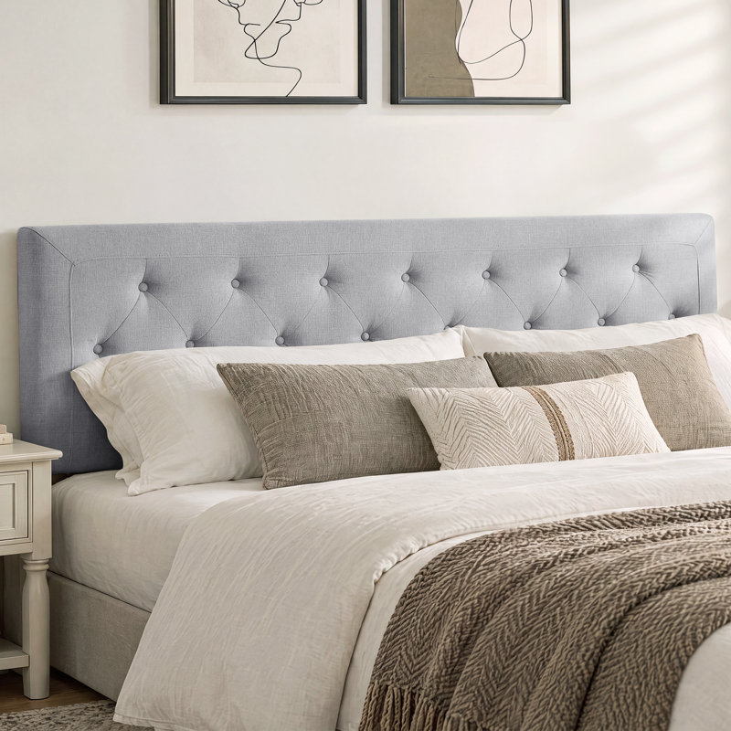 Tête de lit capitonnée, King, Grey, Linen