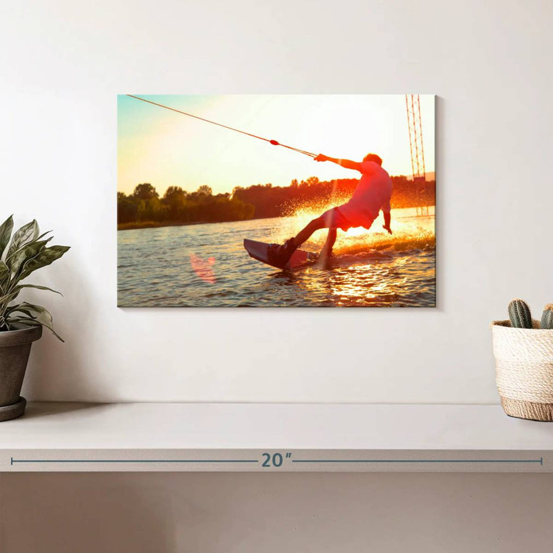 Sireci Wakesurfing At Sunset, 8" H x 12" W