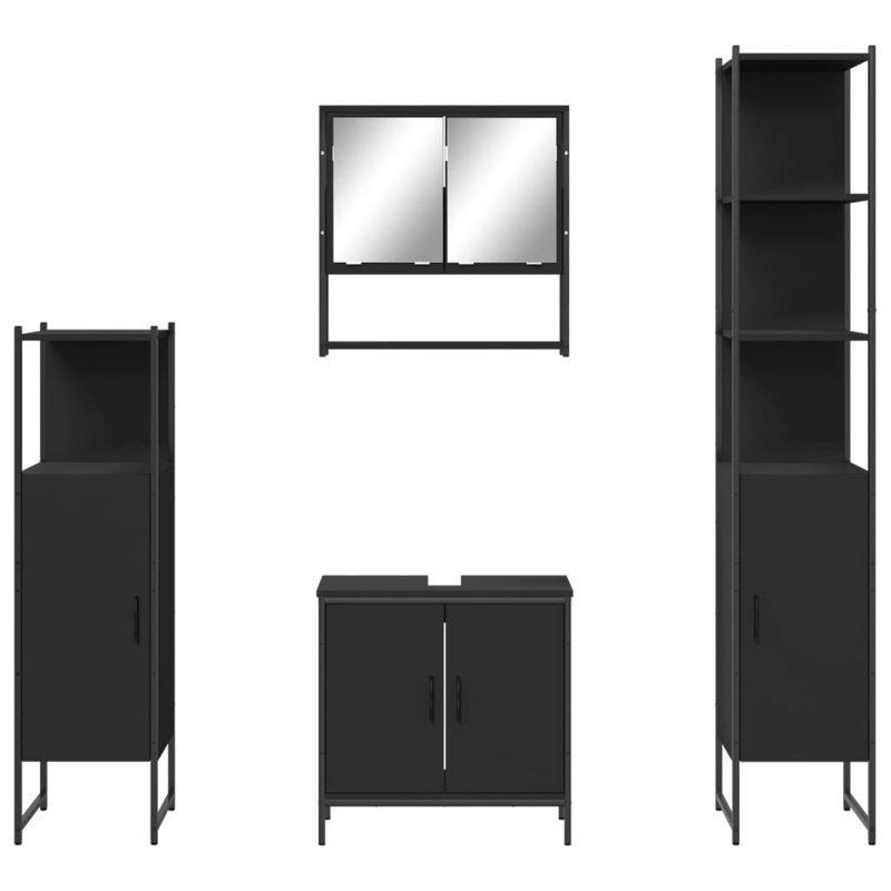 Ensemble de meubles de salle de bain 4 pièces Vidaxl, Noir