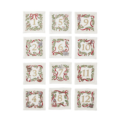 Xmas Carol 12-Piece Cocktail Napkin Set