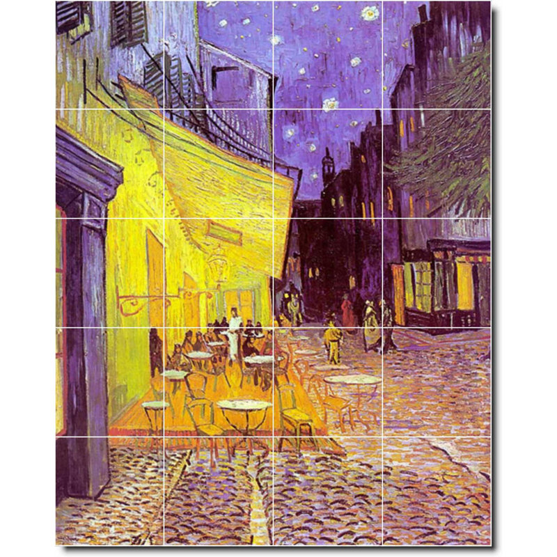 Carreau de céramique décorative 17 po x 21,25 po 4,25 po x 4,25 po, Peinture de Vincent Van Gogh, W09313