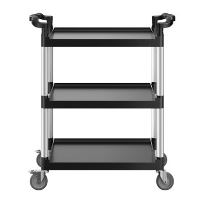 Heavy Duty 3-Tier Utility Cart with Wheels - 300 lbs Capacity Mobile Service Trolley for Garage & Home Organization