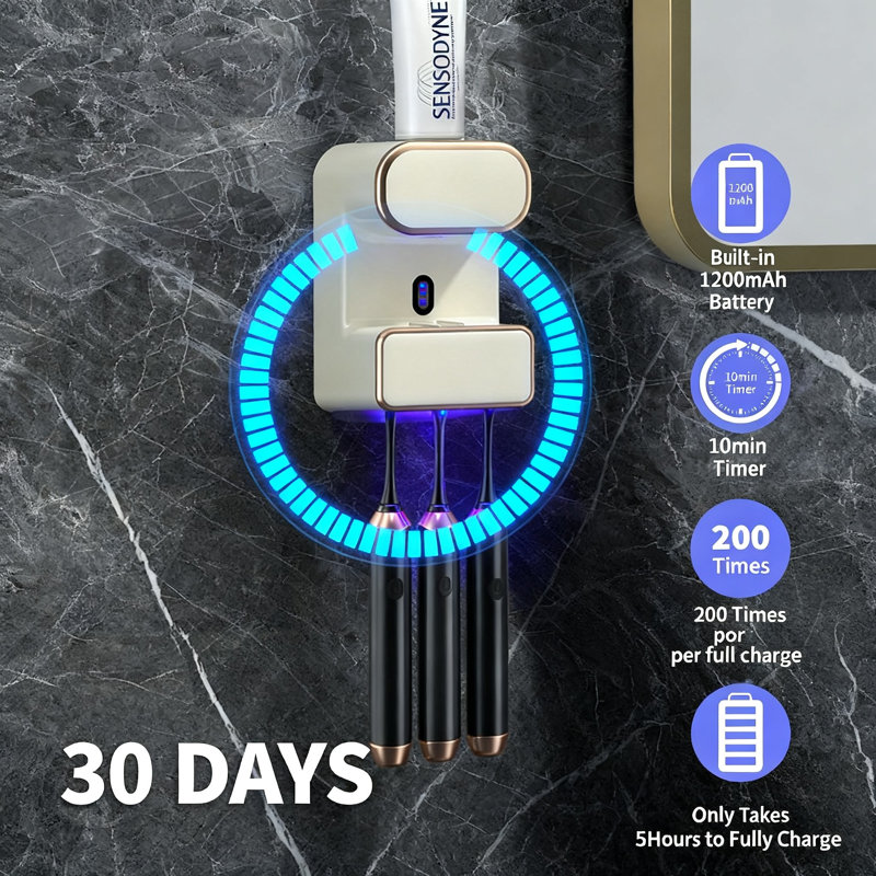 Wall Mounted Automatic Electric Toothpaste Dispenser, (Beige)