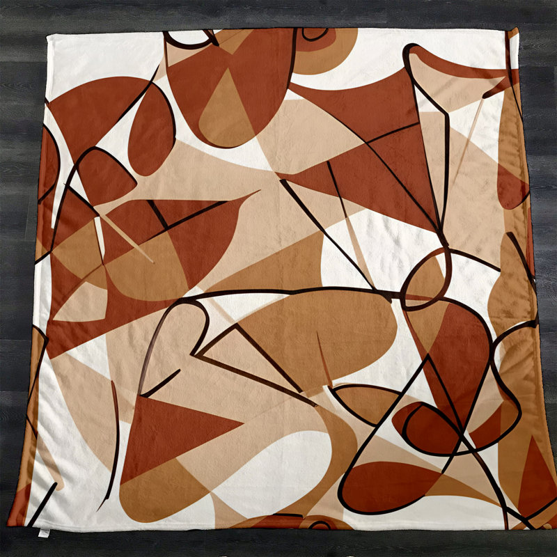 Throw Blanket, 68" W x 80" L, Geometric Shapes/Abstract, Orange/Black