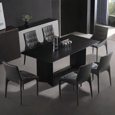 Italian-style minimalist black rock table