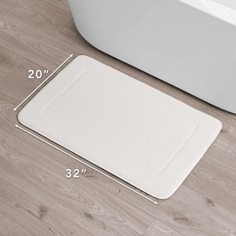 Wayfair Basics® Inglestone Common Hausman Terry Rectangle Non-Slip Bath Rug, White, 20" W x 32" L
