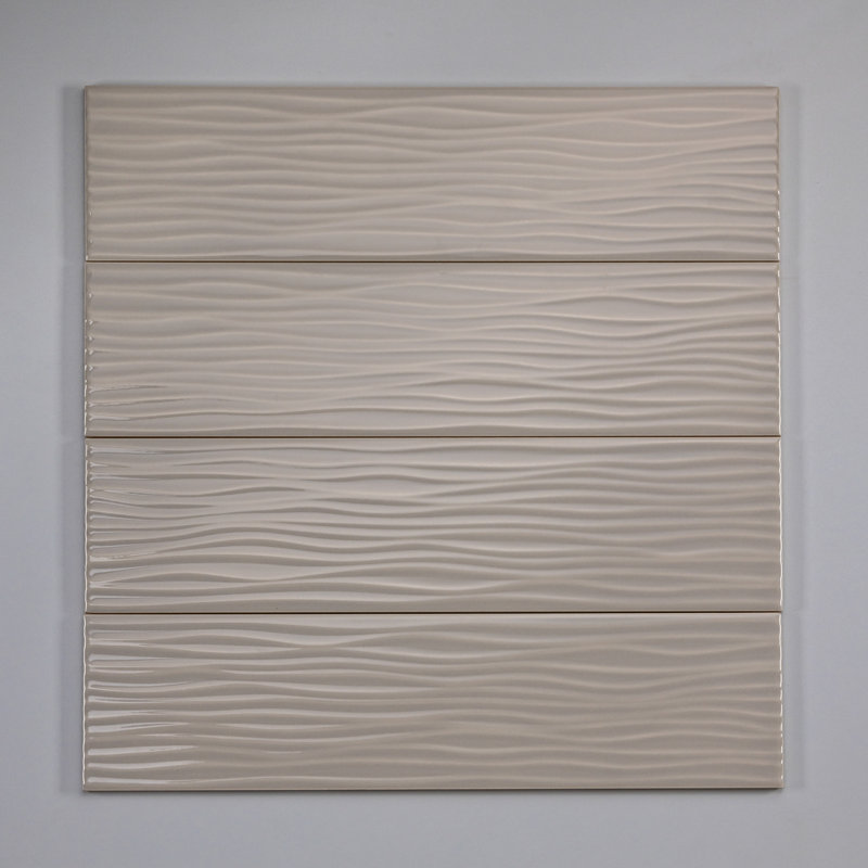 San Marco 4' x 16" Ceramic Subway Tile, Breeze Pattern, Fog