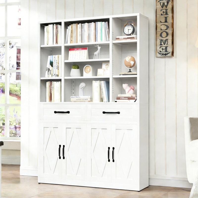 Bibliothèque en métal de 71 pouces de hauteur avec tiroirs, tablettes réglables et portes d'armoire pour l'organisation de la chambre à coucher