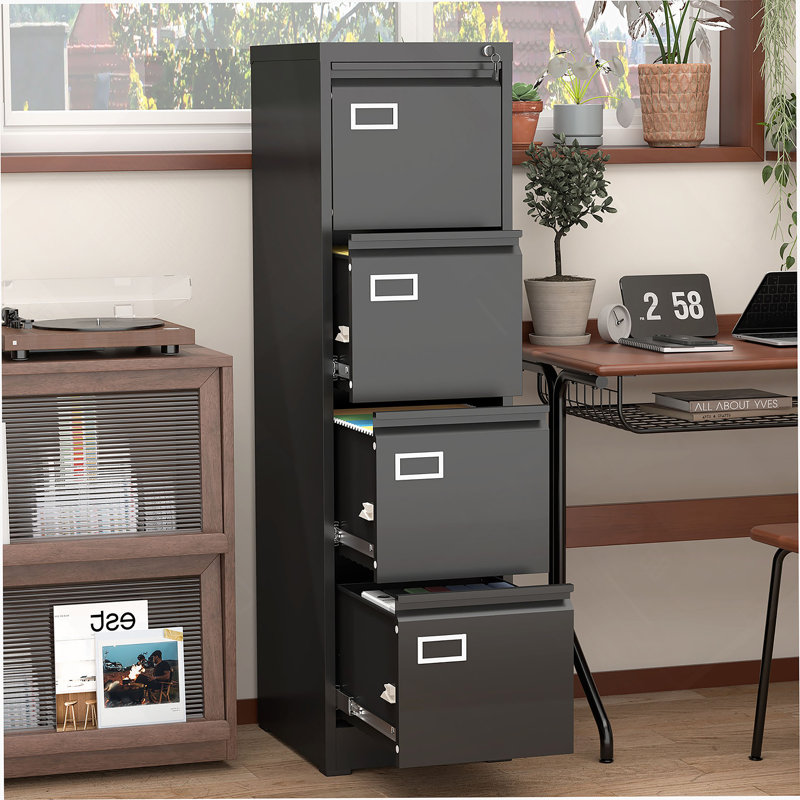 4-Drawer Vertical File Cabinet With Lock, Metal Filing Cabinet For Home Office