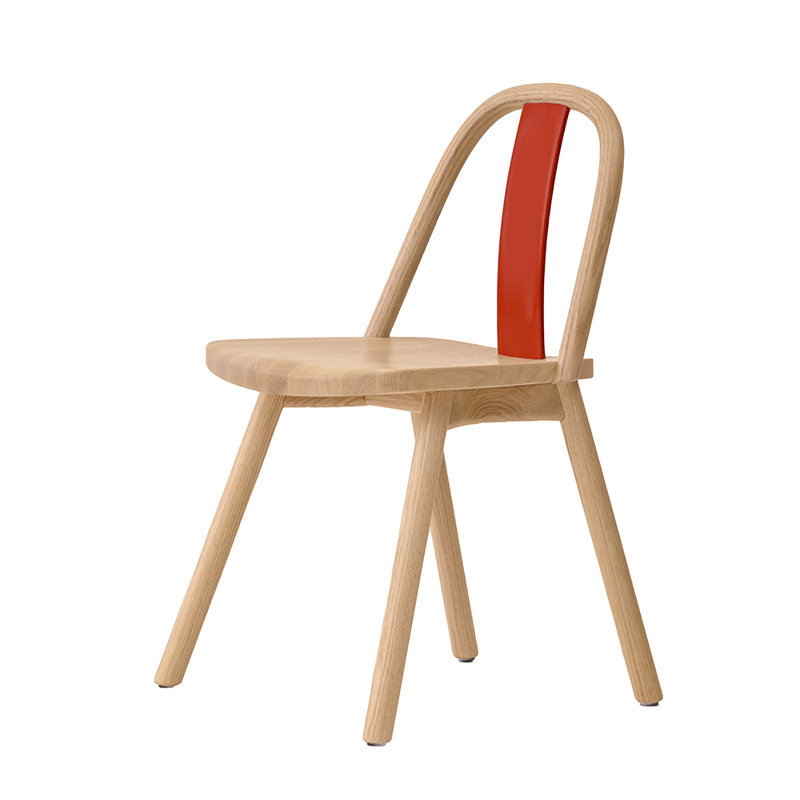 Chin-Chin Solid Wood Dining Chair, Chinese Red/Oak Nature