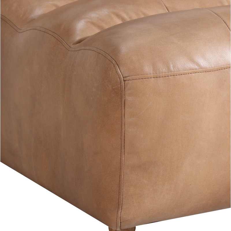 Fauteuil de chambre en cuir Anya, Cuir fleur brun