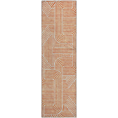 Premium Machine Washable Prisco Orange Rug
