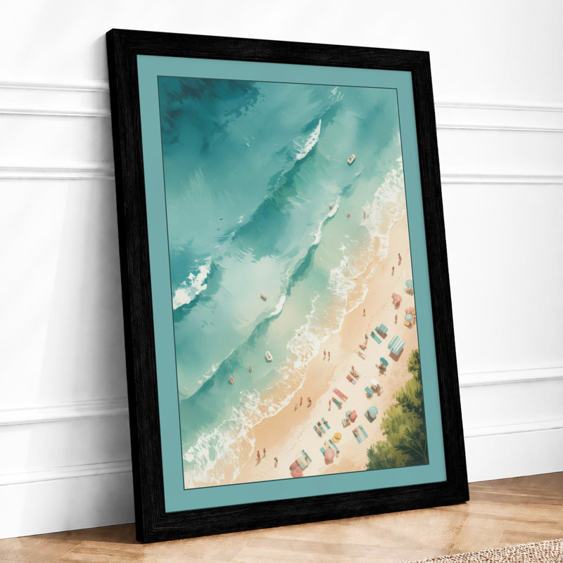 Beach From Above Coastal - Print, A2 - 59.4 x 42.0 cm, Black